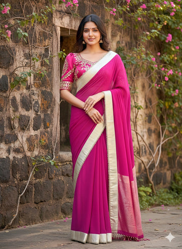 Pink Shimmer Saree