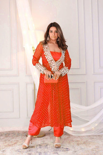 NEW TRENDY THREE PIECE READY TO WEAR KURTA PANT WITH TUBE BLOUSE